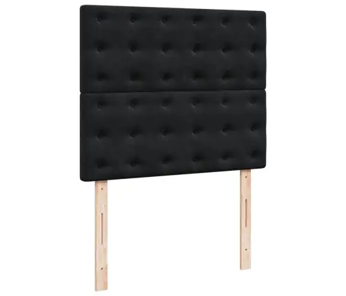 Lova Su Spyruoklėmis Ir Čiužiniu, Juoda, 120X190cm Aksomas