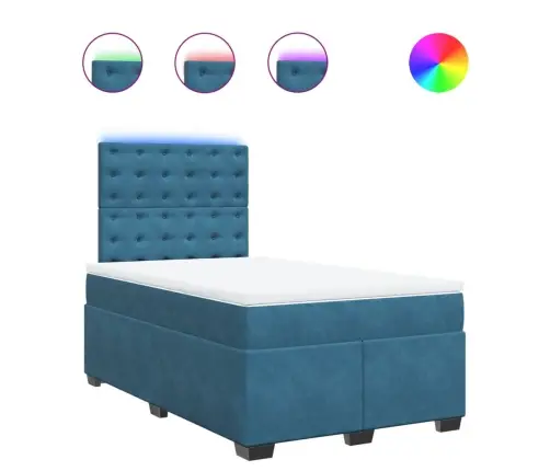 Atsperu Gulta Ar Matraci, Zils Samts, 120X190 Cm Vidaxl