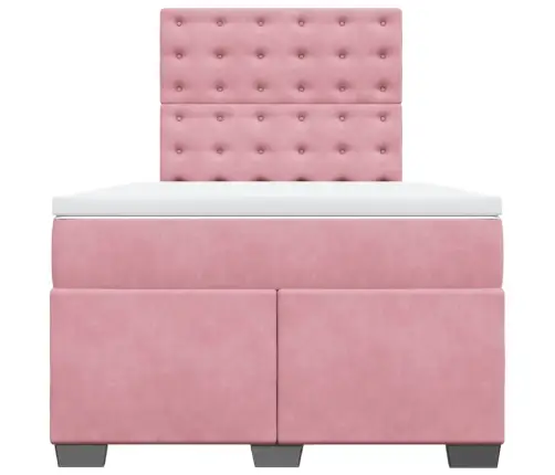 Atsperu Gulta Ar Matraci, Rozā Samts, 120X190 Cm Vidaxl