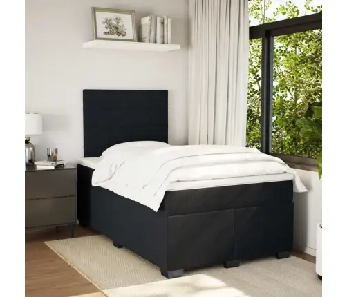 Atsperu Gulta Ar Matraci, Melna Samts, 120X200 Cm Vidaxl