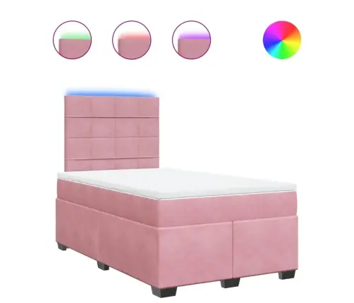 Atsperu Gulta Ar Matraci, Rozā Samts, 120X200 Cm Vidaxl