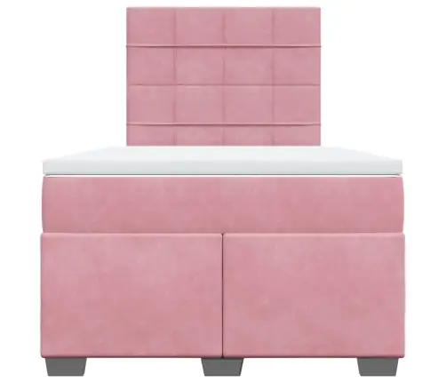 Atsperu Gulta Ar Matraci, Rozā Samts, 120X200 Cm Vidaxl