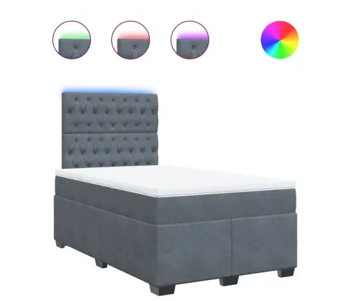 Atsperu Gulta Ar Matraci, Tumši Pelēka Samts, 120X200 Cm Vidaxl