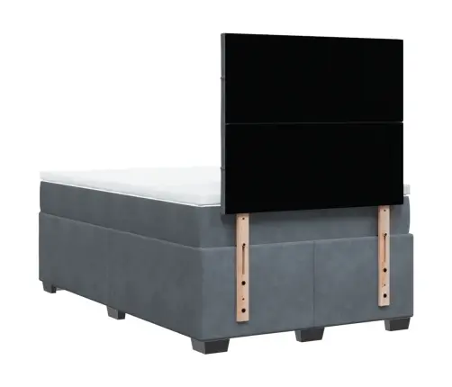 Atsperu Gulta Ar Matraci, Tumši Pelēka Samts, 120X200 Cm Vidaxl