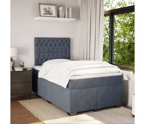 Atsperu Gulta Ar Matraci, Tumši Pelēka Samts, 120X200 Cm Vidaxl