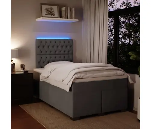 Atsperu Gulta Ar Matraci, Tumši Pelēka Samts, 120X200 Cm Vidaxl