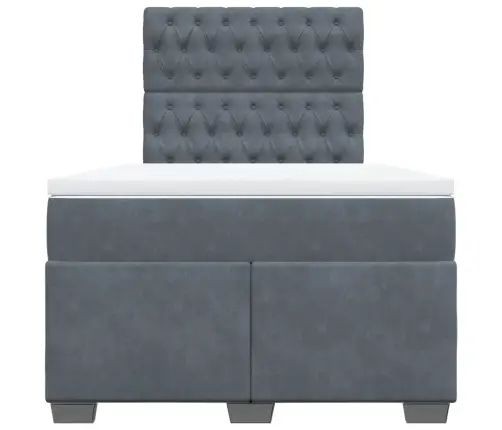 Atsperu Gulta Ar Matraci, Tumši Pelēka Samts, 120X200 Cm Vidaxl