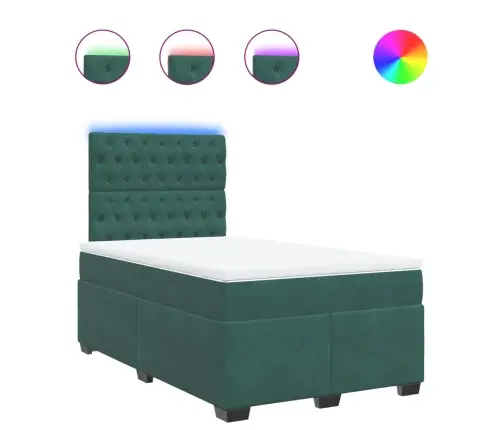 Atsperu Gulta Ar Matraci, Tumši Zaļš Samts, 120X200 Cm Vidaxl