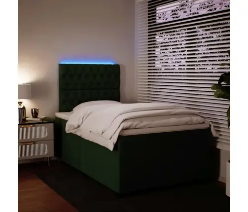 Atsperu Gulta Ar Matraci, Tumši Zaļš Samts, 120X200 Cm Vidaxl