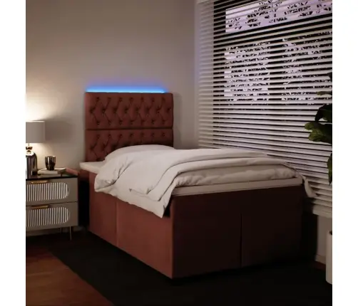 Atsperu Gulta Ar Matraci, Rozā Samts, 120X200 Cm Vidaxl