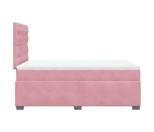 Atsperu Gulta Ar Matraci, Rozā Samts, 120X200 Cm Vidaxl