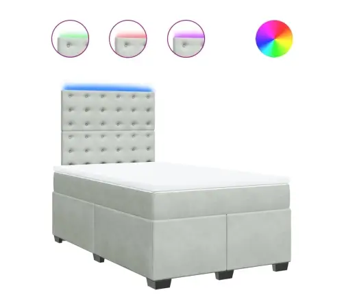 Atsperu Gulta Ar Matraci, Gaiši Pelēka Samts, 120X200 Cm Vidaxl