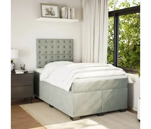 Atsperu Gulta Ar Matraci, Gaiši Pelēka Samts, 120X200 Cm Vidaxl