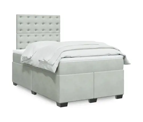 Atsperu Gulta Ar Matraci, Gaiši Pelēka Samts, 120X200 Cm Vidaxl