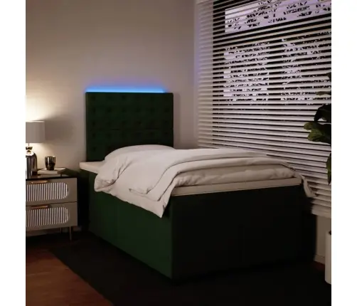 Lova Su Spyruoklėmis Ir Čiužiniu, Žalia, 120X200cm Aksomas