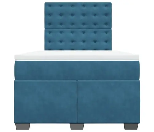 Atsperu Gulta Ar Matraci, Zils Samts, 120X200 Cm Vidaxl