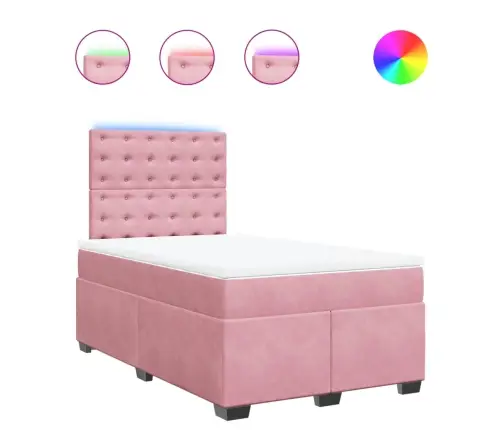 Atsperu Gulta Ar Matraci, Rozā Samts, 120X200 Cm Vidaxl