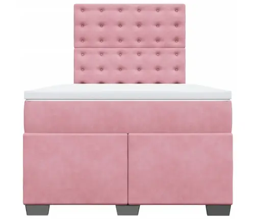 Atsperu Gulta Ar Matraci, Rozā Samts, 120X200 Cm Vidaxl