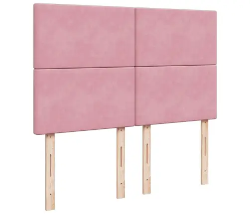 Lova Su Spyruoklėmis Ir Čiužiniu, Rožinė, 140X190 cm Aksomas