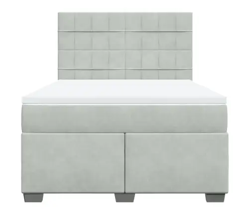 Lova Su Spyruoklėmis Ir Čiužiniu, Pilka, 140X190 cm Aksomas