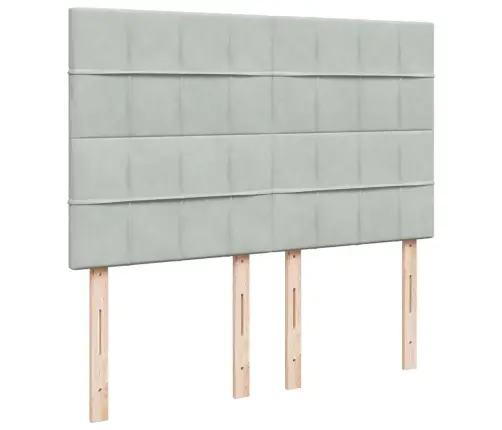 Lova Su Spyruoklėmis Ir Čiužiniu, Pilka, 140X190 cm Aksomas