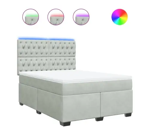 Atsperu Gulta Ar Matraci, Gaiši Pelēka Samts, 140X190 Cm Vidaxl