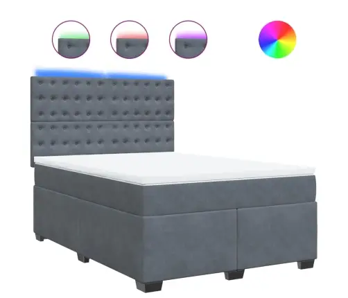 Atsperu Gulta Ar Matraci, Tumši Pelēka Samts, 140X190 Cm Vidaxl