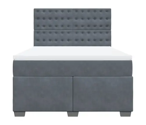 Atsperu Gulta Ar Matraci, Tumši Pelēka Samts, 140X190 Cm Vidaxl