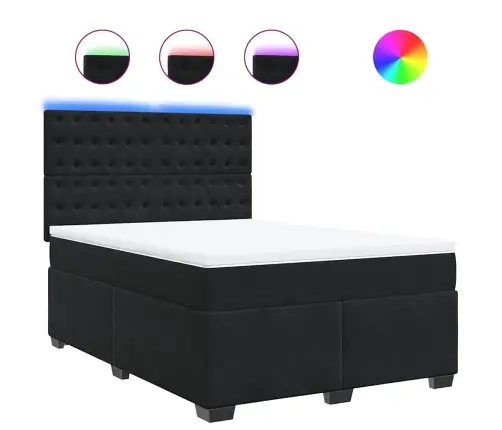 Atsperu Gulta Ar Matraci, Melna Samts, 140X190 Cm Vidaxl