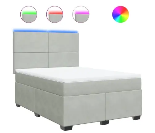 Atsperu Gulta Ar Matraci, Gaiši Pelēka Samts, 140X200 Cm Vidaxl