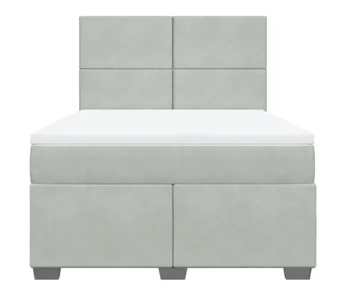 Atsperu Gulta Ar Matraci, Gaiši Pelēka Samts, 140X200 Cm Vidaxl