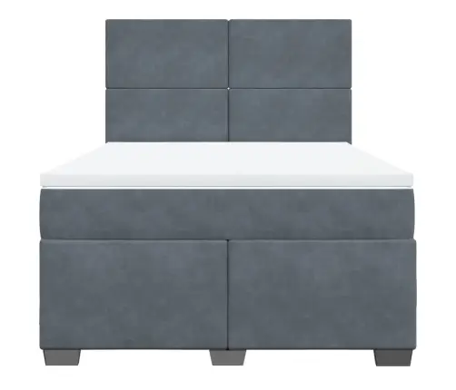 Atsperu Gulta Ar Matraci, Tumši Pelēka Samts, 140X200 Cm Vidaxl