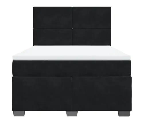 Atsperu Gulta Ar Matraci, Melna Samts, 140X200 Cm Vidaxl