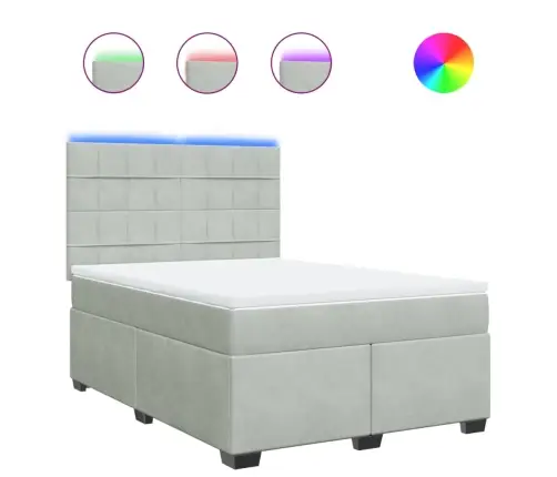 Kontinentaalvoodi Madratsiga, Helehall, 140X200 cm Samet