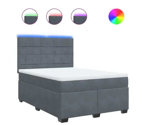 Atsperu Gulta Ar Matraci, Tumši Pelēka Samts, 140X200 Cm Vidaxl