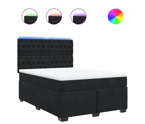 Atsperu Gulta Ar Matraci, Melna Samts, 140X200 Cm Vidaxl