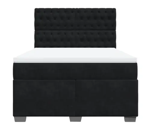 Atsperu Gulta Ar Matraci, Melna Samts, 140X200 Cm Vidaxl