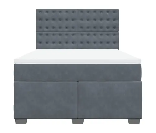 Atsperu Gulta Ar Matraci, Tumši Pelēka Samts, 140X200 Cm Vidaxl