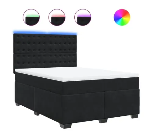 Atsperu Gulta Ar Matraci, Melna Samts, 140X200 Cm Vidaxl