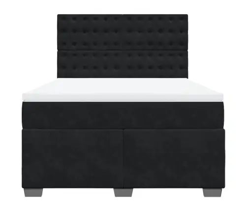 Atsperu Gulta Ar Matraci, Melna Samts, 140X200 Cm Vidaxl