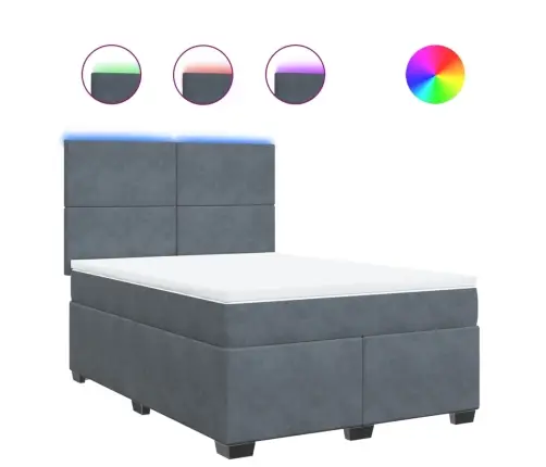 Atsperu Gulta Ar Matraci, Tumši Pelēka Samts, 160X200 Cm Vidaxl