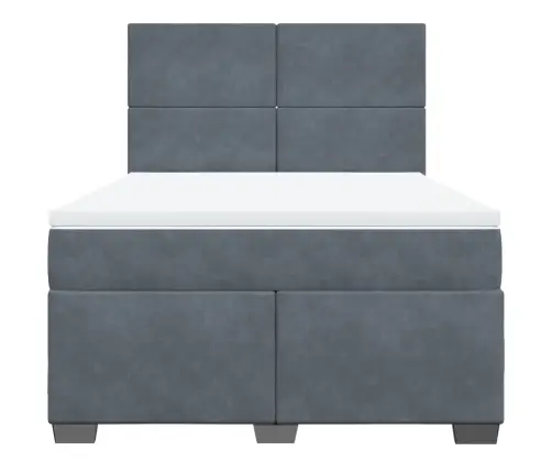 Atsperu Gulta Ar Matraci, Tumši Pelēka Samts, 160X200 Cm Vidaxl