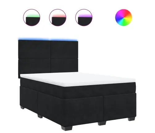 Kontinentaalvoodi Madratsiga, Must, 160X200 cm Samet