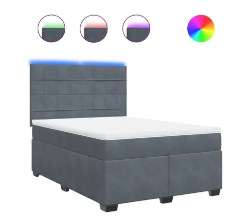 Atsperu Gulta Ar Matraci, Tumši Pelēka Samts, 160X200 Cm Vidaxl