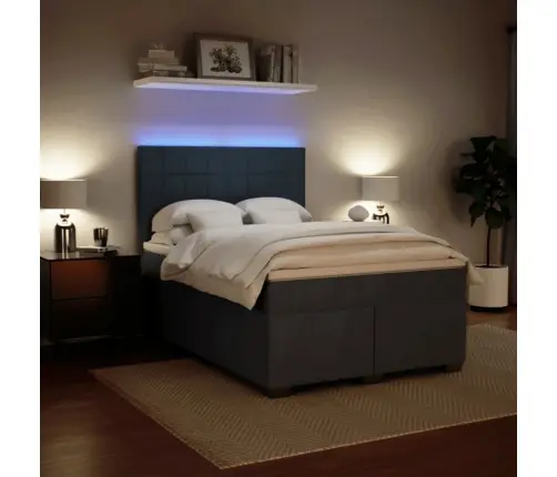 Atsperu Gulta Ar Matraci, Tumši Pelēka Samts, 160X200 Cm Vidaxl