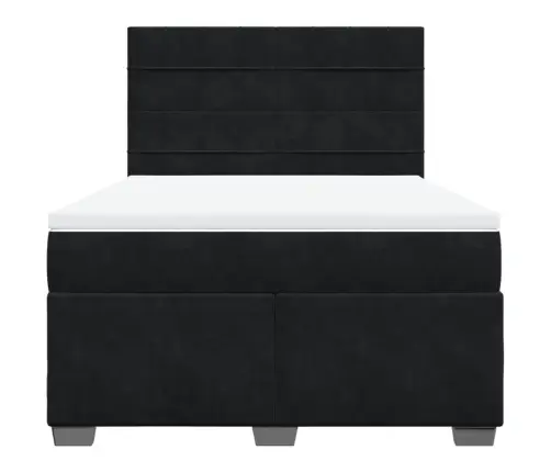 Atsperu Gulta Ar Matraci, Melna Samts, 160X200 Cm Vidaxl