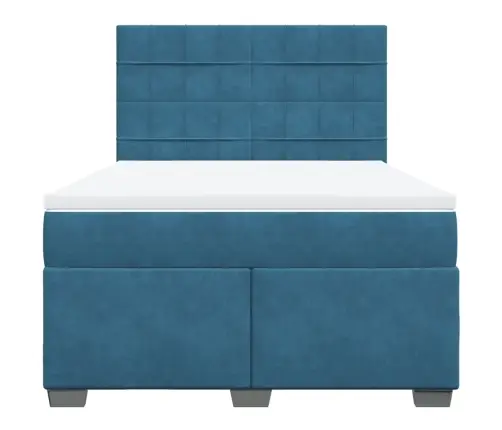 Atsperu Gulta Ar Matraci, Zils Samts, 160X200 Cm Vidaxl