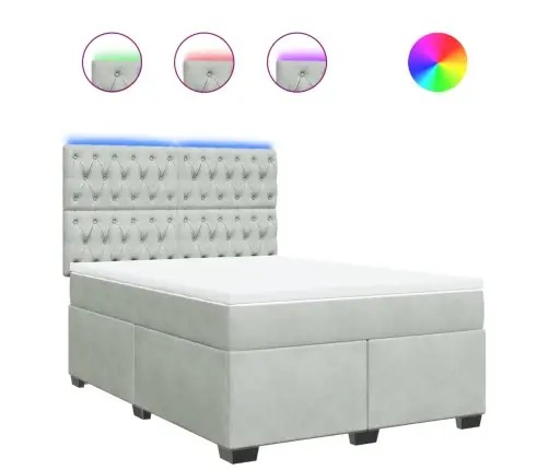 Atsperu Gulta Ar Matraci, Gaiši Pelēka Samts, 160X200 Cm Vidaxl