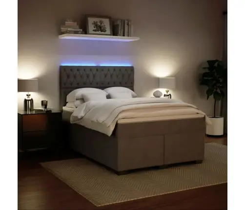 Atsperu Gulta Ar Matraci, Gaiši Pelēka Samts, 160X200 Cm Vidaxl