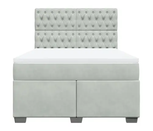 Atsperu Gulta Ar Matraci, Gaiši Pelēka Samts, 160X200 Cm Vidaxl